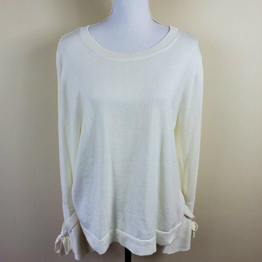 J. CREW Factory Ivory Tie Bell Sleeve Sweater Women's Size XL